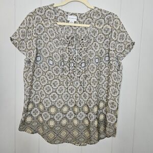 Lize Claiborne Lightweight Browns And White Size Large Tie On Front